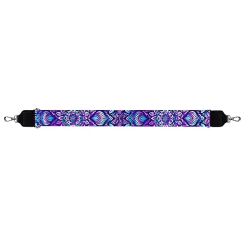 Image of Wide Bag Straps Replacement Crossbody Purple Flower Guitar Straps for Handbags /Purses /Messenger /Duffel Bags Backpack Straps Boho Replacement Adjustable Length from 30 inch to 50.3 inch