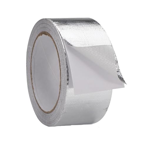 Image of Aluminum Foil Tape with Adhesive Backing for Ductwork High Temperature Resistant Silver Tape for HVAC Ducts and Pipe Systems Repairing (1 Roll)