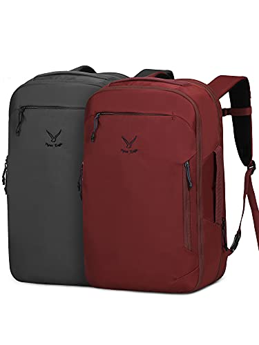 Hynes Eagle TSA Friendly Travel Backpack for Men Women Carry on Backpack 40L Flight Approved Laptop Backpack for 17 inches Compressible Couple Backpack 2 PCS Backpack Set Grey&Red