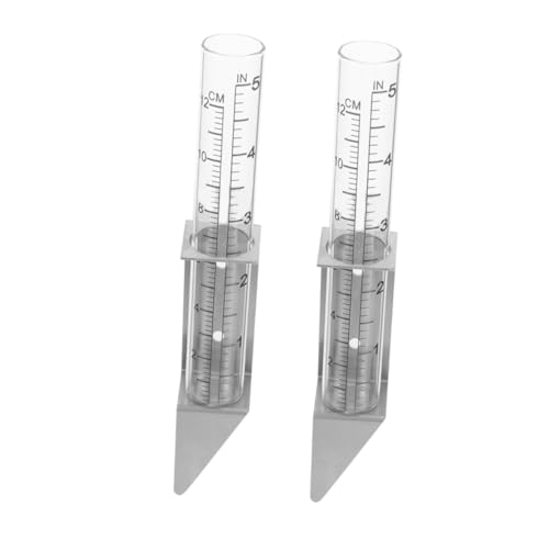 CIYODO 2 Pack Rain Gauge Bracket for Outdoor Use Stainless Steel Rain Gauge for Garden Patio Deck with Replacement Tube