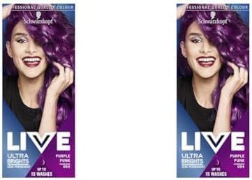 Schwarzkopf Ultra Brights Or Pastels, Vibrant Semi-Permanent Hair Dye, Lasts Up to 15 Washes, Purple Punk 094, 1 Count (Pack of 2)
