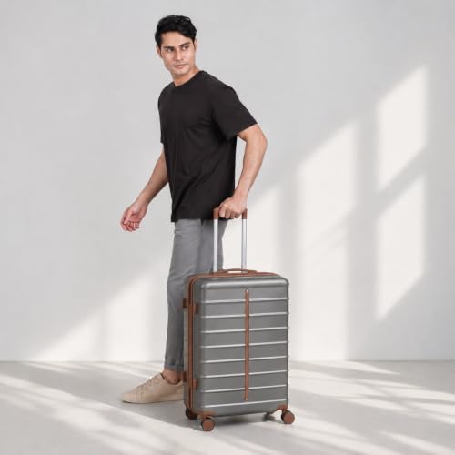 Image of Assembly Medium Check-in Luggage with Anti-Theft Features & TSA Lock, Durable Polycarbonate Hard Shell Suitcase for Travel, Grey, 24-Inch