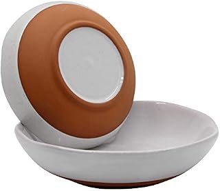 WANYA Set 2 White Ceramic Stoneware Hand-crafted Salad Bowl Set, Hand Made Porcelain