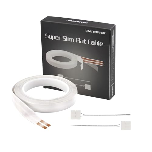 Image of FRANKEVER 50ft 23-Gauge Audio Stereo Speaker Wire Cable,Hidden Super Slim Flat Cable with 2 Converters