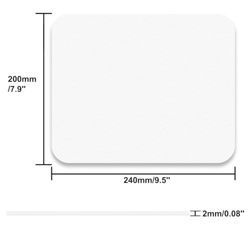 Image of Audimi White Mouse Pad, All White Mousepad with Non-Slip Thin Mouse Mat for Computer Laptop Wireless Mouse Home Office Travel Work 9.5X7.9 Inch (24X20X0.2Cm)