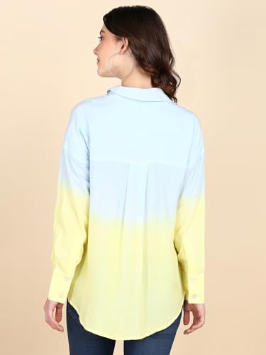 Image of Maaesa - Women Handcrafted Ombre Tie & Dye Rayon Shirt | Casual & Office Wear | Oversized Fit | Long Sleeve | Breathable & Lightweight Fabric