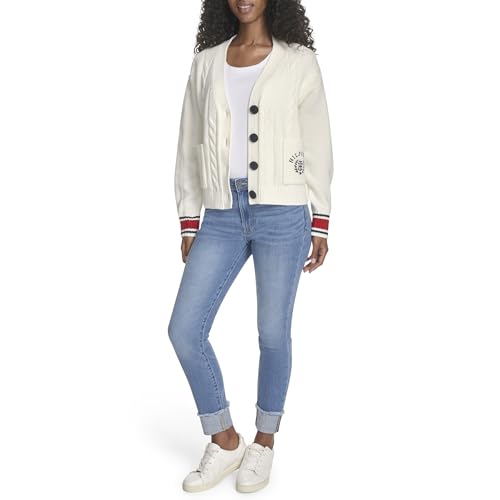 Tommy Hilfiger Women's Boxy Varsity Cable Cardigan2