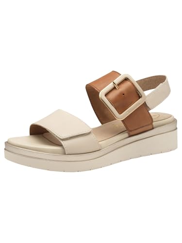 - Tamaris COMFORT 8-88706-42 414 IVORY COMB Wedge Plateau Sandale Komfortable Mehrweite Alltagsschuh Festlich Elegant, Sandalias planas,