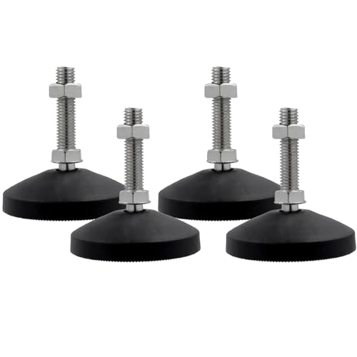 Image of M12x50mm Leveling Feet, 3.2 Inch Height & 880 lb Capacity, Heavy Duty Adjustable Swivel Furniture Glides, Threaded Rubber Feet Levelers for Table, Shelves, Workbench, Cabinet, Machine, 4Pcs