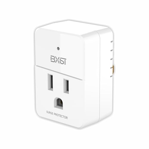 BXST Single Outlet Surge Protector Small Surge Protector for Refrigerators PC TV and Home Appliances Flat Plug Wall Mount Power Suppressor with LED Indicators 15A 1800W 120V 1 Pack