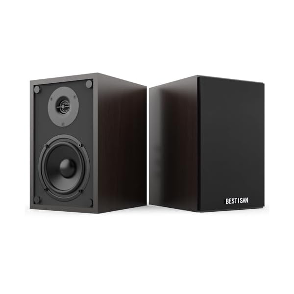 BESTISAN SR04F-01 Bookshelf Speakers with Bluetooth and Sub Out Port, Powered Stereo RCA Speakers for Turntables, Record Player, Desktop, TV, RCA Input, Pair