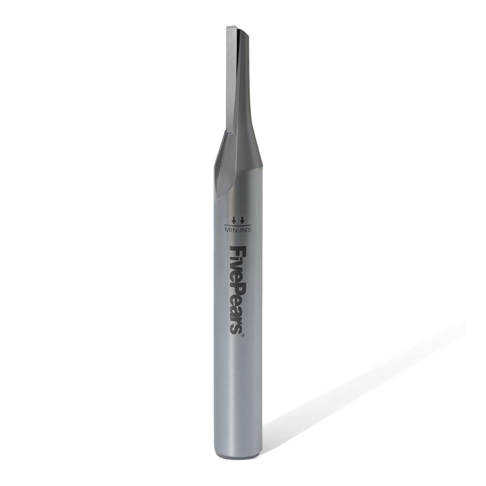 FivePears Straight Router Bits 1/4 Inch Shank Single Flute, 1/8 Inch Cutting Diameter, 3/8 Inch Cutting Length, Used for Create Groove, Dado or Hollow