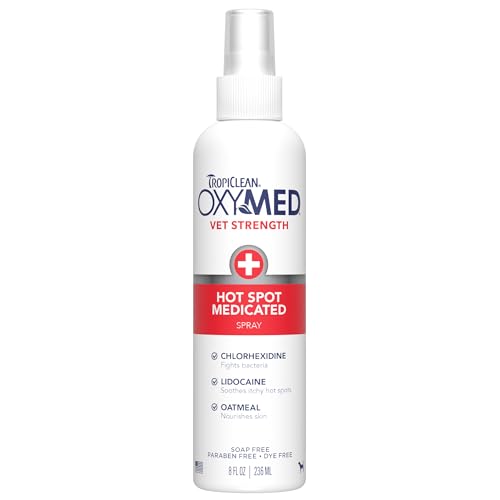 TropiClean OxyMed Hot Spot Treatment Spray for Dogs, Chlorhexidine, 8oz