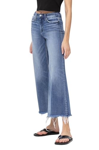 Flying Monkey Women's High-Rise Crop Wide Leg Jeans in Sagacity4