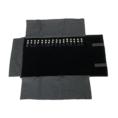 Rollo de joyería de terciopelo negro para almacenamiento y viaje 7