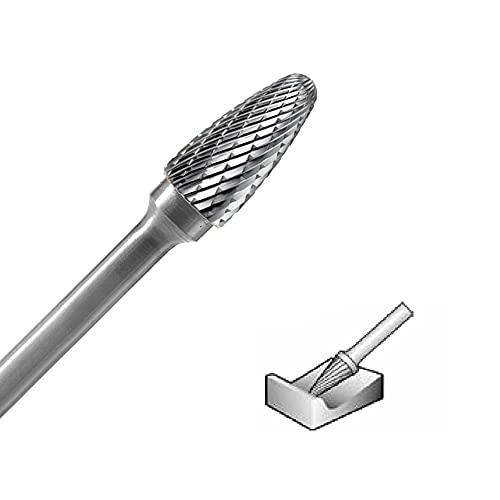 Yufutol Sf-5L6 Tungsten Carbide Burr - 6” (152.4Mm) Long Double Cut Carbide Burr File (1/2” Cutter Dia X 1”Cutter Length) With 1/4 Shank Dia Tree Shape Radius End,1Pcs #TOP2