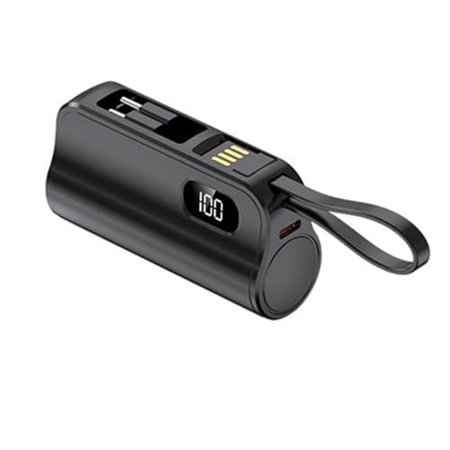 GMBYLBY Piccole power bank da 5000 mAh con cavo USB integrato e supporto per una ricarica rapida, cavo integrato