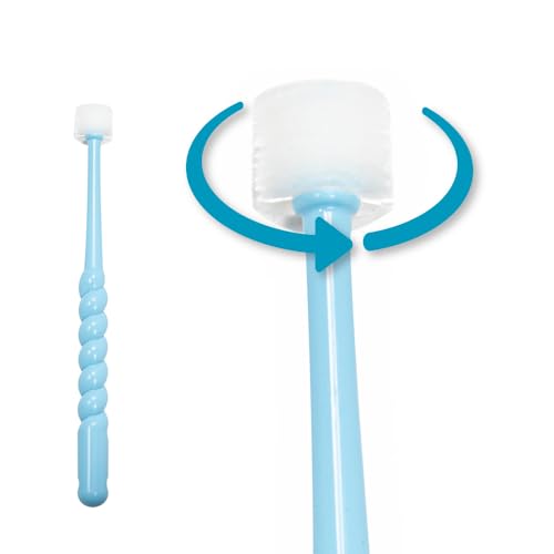 Oralieve Cepillo de dientes y boca pequeño de 360° (azul), cepillo de dientes suave para bocas doloridas, sensibles o secas, cepillo de dientes 360 grados para niños con mango de fácil agarre, cepillo
