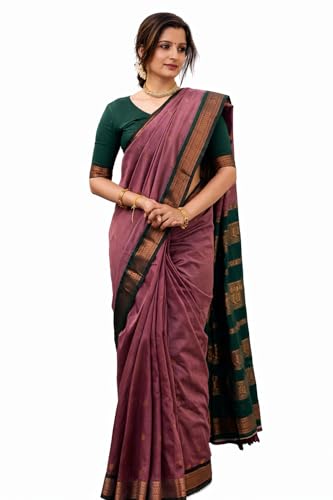 NEJADHARI ENTERPRISE Indina Womens Cotton Maheshwari Silk Saree With Unstitched Blouse Piece