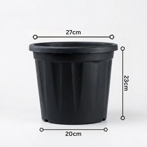 Image of 11 Inch Heavy Duty Plastic Planter | Grower Pot /Garden Pot for Home & Garden (Black) (Pack of 1)