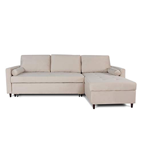 INTENSE DECO Canapé d'angle Convertible réversible Claudio en Velours Beige Cover