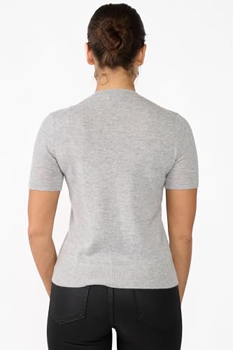 JENNIE LIU Womens 100% Cashmere Crewneck Short Sleeve Sweater3