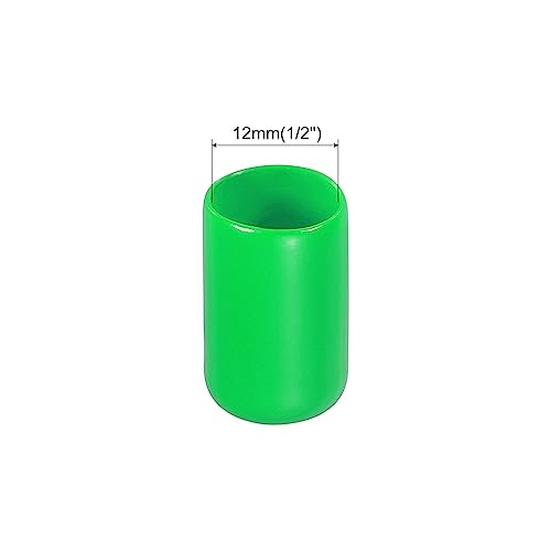 Image of MECCANIXITY 100pcs 1 /2 inch(12mm) Rubber End Caps Cover PVC Vinyl Screw Thread Protector Round Wire Shelf Caps for Screw Bolt Pipe Fence Post, Green