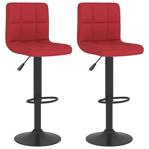 vidaXL Lot de 2 Tabourets de Bar, Chaise de Pub, Siège de Bistrot, Meuble de Salle à Manger Cuisine Salon Maison Intérieur, Rouge Bordeaux Tissu