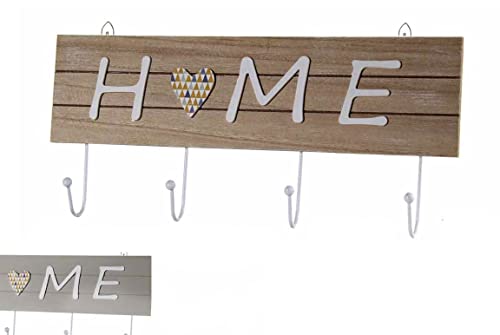 GICOS IMPORT EXPORT SRL Appendino decorativo da parete in legno 4 ganci in metallo 41 * 11 * 1 cm decoro home vari colori MOG-745683
