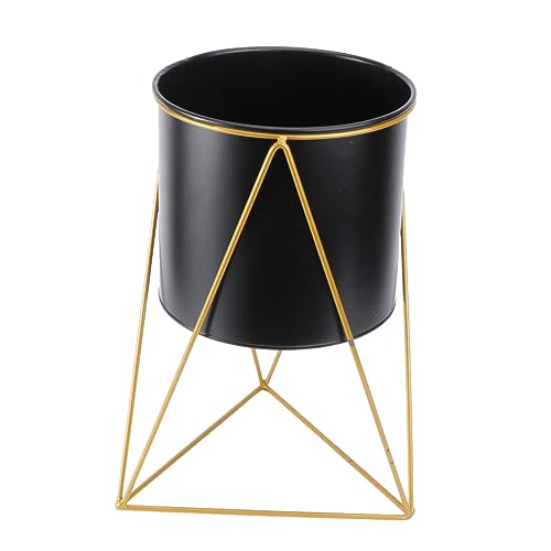 HANABASS Maceta de Hierro para Plantas con Soporte Estante para Exposición de Suculentas y Bonsáis Diseño Minimalista Color Negro para Decoración de Interiores y Exteriores