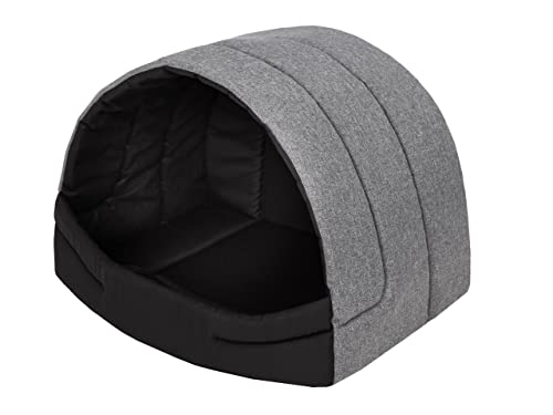 PillowPrim Hundehütte Hundehöhle Hundebett Hundehaus Katzenhöhle Schlafplatz XL - 60x49 cm Grau
