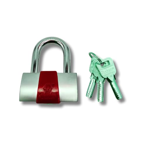 Image of Heavy Duty Keyed Lock | Hardened Steel Shackle Lock | Anti-Rust Security for Gate, Warehouse & Outdoor Use (ALT-29 RED (60MM))