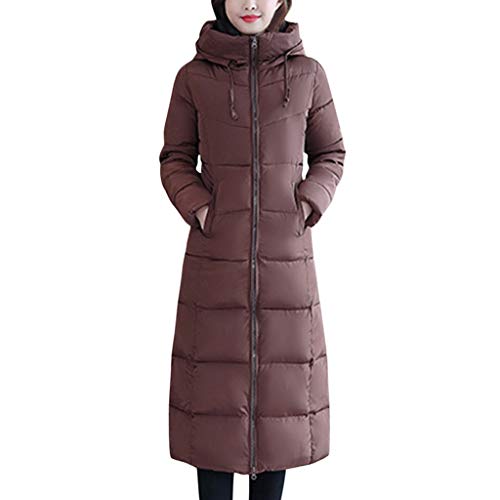 Doudoune femme unie marron longueur genoux en taille 44 chaude