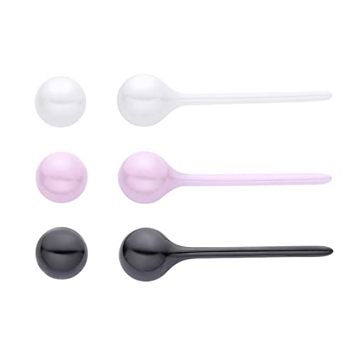 Lot de 3 paires de boucles d'oreilles à tige en céramique pour oreilles sensibles, noir, blanc, rose, porcelaine pour oreilles nouvellement percées, 4mm,...