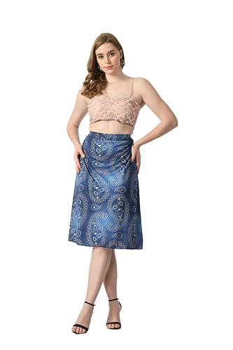 Image of VAGISHA Blooming Below Knee | Middi Printed A-line Skirt for Women's /Girl's |100% Polyblend | Soft & Breathable Fabric | Elastic Band | Casual Wear |M-XXXL|28 inch-36 inch inches