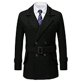 manteau croise noir Modèle de caban croisé : Doté d'une fermeture croisée traditionnelle et d'un col cranté structuré, ce caban pour homme offre un style trench intemporel qui ajoute profondeur et présence aux tenues d'hiver.