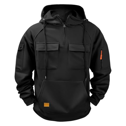 Tactical Hoodies for Men Quarter Zip Oversized Big and Tall Pullover Fashion Sweatshirt Fall Winter Tops 2025 Clothes