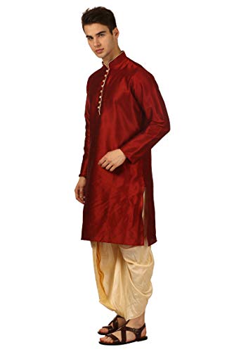 Image of Royal Kurta Men's Cotton Silk Dhoti Kurta (White)