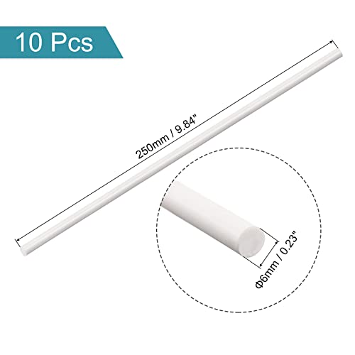 Image of MECCANIXITY ABS Plastic Rod Round Solid White Bar 6mmx250mm for DIY Model Material, Architectural Model Making, DIY Sand Table, Pack of 10