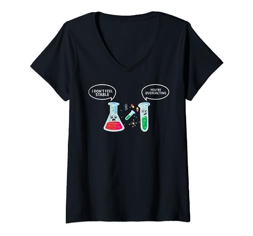 Chimie Funny You're Overreacting Science Teacher Graphic T-Shirt avec Col en V