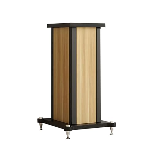 Coppia di supporti universali robusti per altoparlanti per audio surround, supporti audio per libreria, supporti da pavimento per Home Theater e TV, base centrale riempita di sabbia, finitura in noce