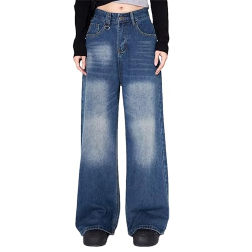 Men High Street Jeans Loose Straight Leg Denim Pants High Waist Slimming Wide Leg Trousers