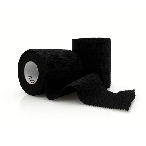 OVIK Health PowerFlex Self-Adhering Sports Wrap for Injury Prevention & Post-Injury Stability Medical-Grade Sweat & Water Resistant First Aid Wrap for Athletes Black 3 inch 2 Rolls