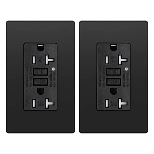 Gfci Outlet Tamper Resistant Receptacle With Led Indicator, 15, 20 Amp 125 Volt Wallplate And Screws Included Etl Listed Micmi (Gfci 20A Black 2Pack) #TOP29