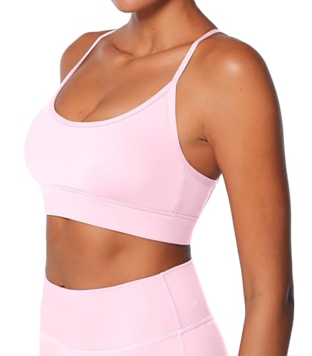 Image of Sunzel Sports Bra for Women, Criss-Cross Open Back Adjustable Strappy Bras, Workout Gym Padded Yoga Bra with Removable Pads
