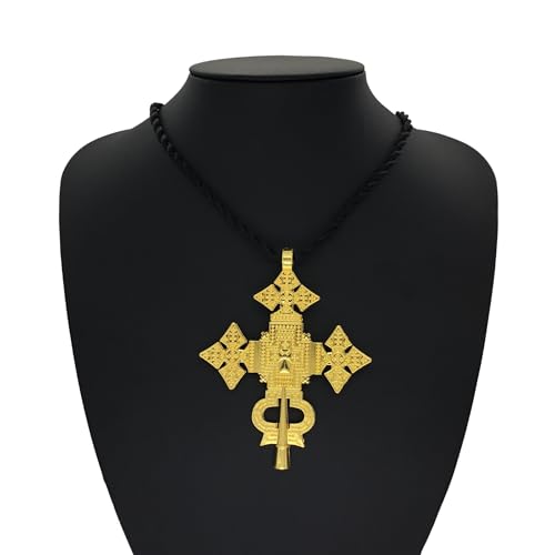 Ethiopian Cross Necklace for Women - Traditional Large Pendant With Rope Ornaments - Eritrean Big Cross Jewelry4