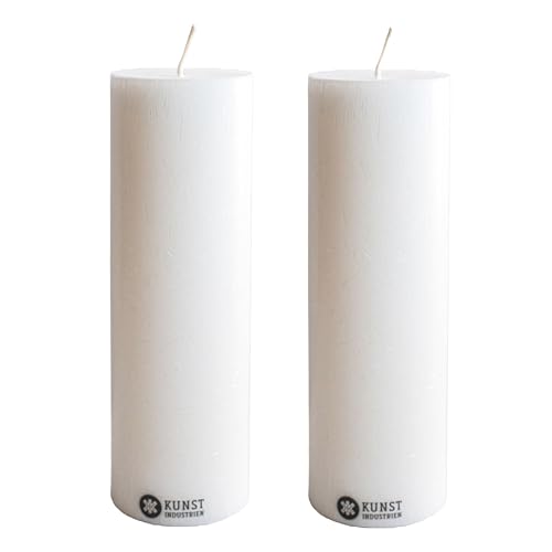 Kunstindustrien® 2 velas de cera de oliva, 100% reciclables, larga duración de combustión, 49 horas, sin perfume, velas decorativas sin parafina ni aceite de palma, (velas blancas, 2 unidades,
