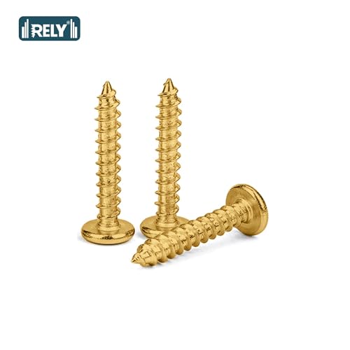 Image of Rely⇒VP INDUSTRIES (Pcs-25) M6.3x50 mm Allen JCB Head Self-Tapping Screw - Brass Gold Flat Head Furniture Bolt for Wood Boards, Cabinets, Cupboards & Chairs