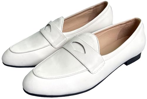 Image of Justar Women's Leather Penny Loafers Slip on Dress Flats Shoes for Women