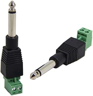 1/4 Inch Screw Terminal Plug, Ancable 2-Pack 6.35mm Mono Male Plug to Solderless Screw Terminal Block for Guitar/Speaker/Microphone Cable
